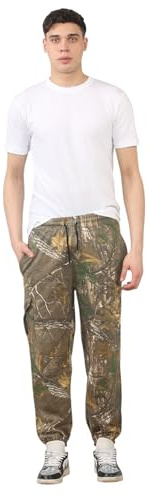 Grunge Wear® Mens Jungle Print Trouser, Military Outdoor Hunting Hiking Fishing Camouflage Cargo Combat Casual Jogger Pants - Medium