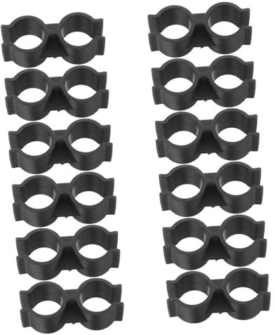 TIDTALEO 12pcs Double Pipe Clamp Fasteners 25mm Plastic Pipe Clips Black, Shelf Pole Link Clips for Supermarket and Warehouse, Dual Port Tube Strap Accessories