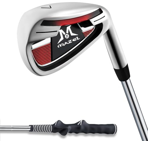 MAZEL 7 palos de golf de hierro para hombres y mujeres adultos, agarre de entrenamiento mejorado para principiantes, 37 pulgadas (rojo plateado)