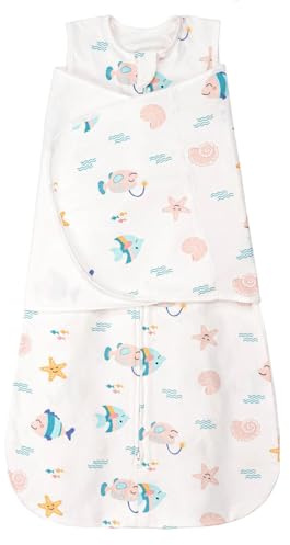 SIMYJOY Gigoteuse Bébé 1 Tog Turbulette 0-6 Mois Gigoteuses Chambre Bébé 100% Coton Couverture Emmaillotage Bebe Océan