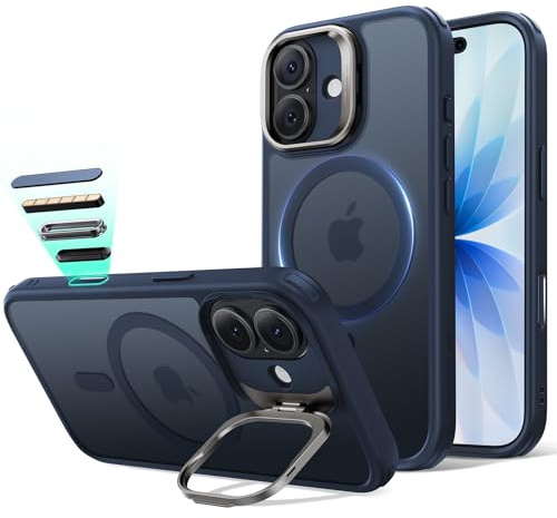 ESR Funda para iPhone 17, Compatible MagSafe, Control de Cámara, Case con Soporte Oculto Integrado, Protectora Grado Militar, Resistente a Arañazos, Serie Classic, Azul Esmerilado