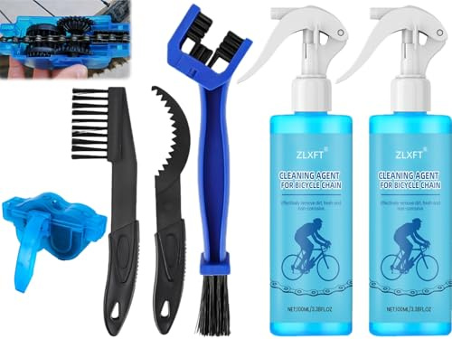 Kit Nettoyant Lubrifiant pour Chaîne,Kit de Nettoyage de Vélo Comprenant Un Nettoyeur de Chaîne de Vélo,Nettoyant Chaîne Vélo,Lubrifiant et Nettoyants pour de Vélo,Une Brosse de Nettoyage de Vélo