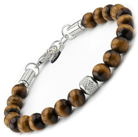 10:10 Naturstenar herrarmband 8 mm - justerbart, hållbart och bekvämt armband - stenarmband tillverkat i Italien