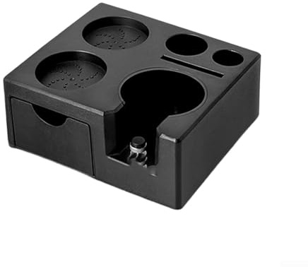 Manomissione caffè con organizer per strumenti da caffè espresso da 58 mm, supporto per accessori per collettore di polveri integrato, base rimovibile in plastica antiscivolo, colore nero, 17,6 x 15,5