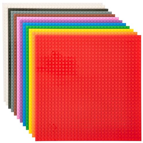 Strictly Briks Baseplates, 12 Pack 25x25cm For Building Bricks, Bases for Tables, Mats, and More, Compatible with LEGO Blocks, Compatible with LEGO Base Plates, Rainbow Colors