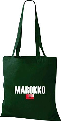Shirtstown Jute Sac en Tissu Maroc Pays Pays Football - vert bouteille, 38 cm x 42 cm