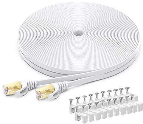 BUSOHE Cat 8 Ethernet-Kabel 7m, Hochgeschwindigkeits- Gigabit RJ45 LAN Netzwerkkabel, 40Gbps 2000Mhz Internet Patchkabel Kompatibel mit Router, Modem, PC, Laptop, Drucker (weiß)