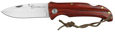 iFIELD EL29041 Couteau de chasse pliant Bushcraft Survival Hiking Camping, lame en acier inoxydable avec manche en bois, fabriqué à Albacete (Espagne)