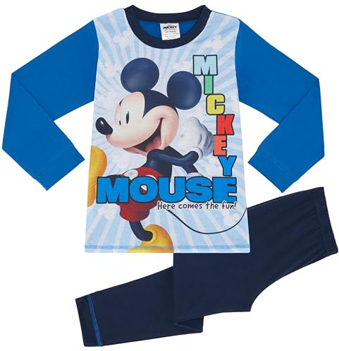 Disney Mickey Mouse Fun Boys Pyjama Set Pjs Nightwear Size 2-3 Years Blue