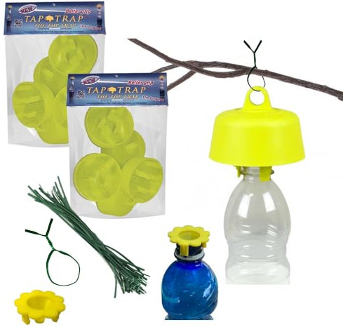TAP-TRAP® Gelb - 10 Original Fallenstopfen, der echte umweltfreundliche Köder + Gartenbänder zum Aufhängen (10 Stück gelb)