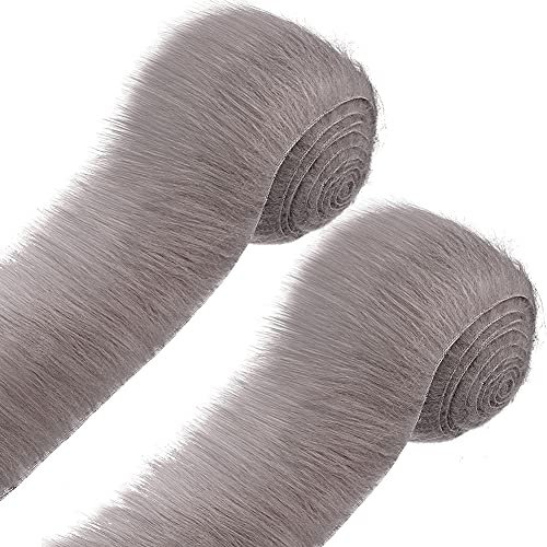 2 Stück Kunstfell Band, Kunstfell Bordüre Weich und Flauschig Fellband Breite DIY Dekoband Bordüre Rolle Handwerk Nähen Basteln Kunstpelzband Patch Band für Pantoffel Kragen Teppich,5cmx150cm