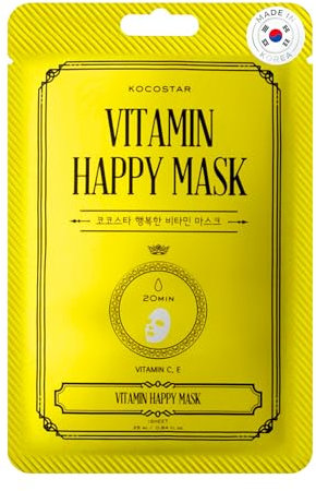 Happy Mask I Mascarilla facial coreana con vitaminas y antioxidantes, que revitaliza, ilumina y evita el fotoenvejecimiento. (1 Unidad)