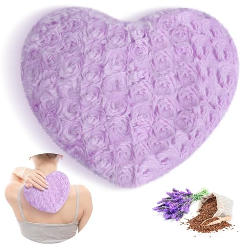 Atsuwell Microwavable Heating Pad, Warm Compress Moist Heating Pack, Scented Lavender Throw Pillow and Flaxseed Fluffy Microwave Heat Pad for Joints, Neck, Back, Muscle, Purple