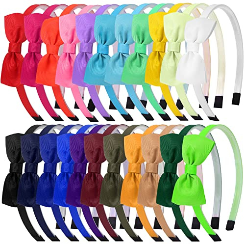 Nenjindz 22 Pièces Serre-têtes avec Nœud Arc Noeud Bandeau Cheveux Noeud Serre Tête Multicolore pour Filles Enfants