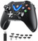 RALAN Manette sans fil noire avec palettes pour PC Windows, adaptateur sans fil 2,4 G avec prise casque 3,5 mm, joystick ALPS, déclencheur de détection d'effet Hall, batterie rechargeable