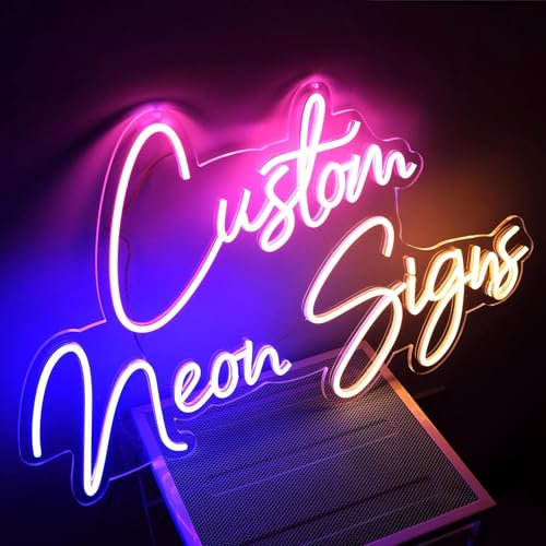 Segorts Neon Personnalisable, LED Personnalisé Prénom, Enseigne Lumineuse Signe Veilleuse, LED Panneau pour Decoration Chambre Murale, Mariage, Anniversaire, Restaurants, Bars, ‎Party,Entreprise logo