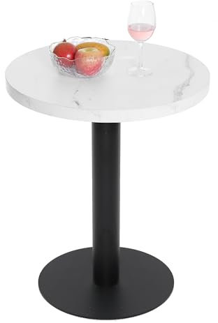 Mingone Esstisch Klein Rund Küchentisch 60cm Esszimmertisch mit Marmor Tischplatte Runder Tisch mit Metallbein für Wohnzimmer Balkon Esszimmer,Weiß