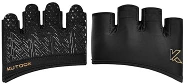 KUTOOK Fitness Handschuhe Trainingshandschuhe Sporthandschuhe Krafthandschuhe Herren Damen Kurzfinger Fingerlos Stoßdämpfend mit Palm Pad für Crossfit Bodybuilding Gym Krafttraining schwarz M