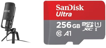 RØDE NT-USB vielseitiges USB-Kondensatormikrofon mit Studioqualität & SanDisk Ultra Android microSDXC UHS-I Speicherkarte 256 GB + Adapter