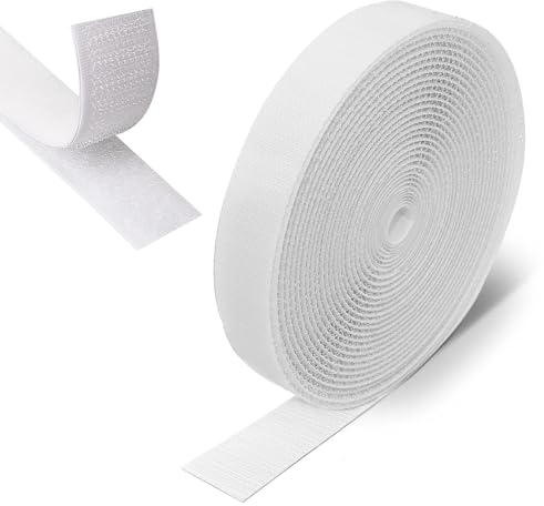 HUAEDNWKYI Ruban Auto-Adhésif de 10m x 20mm - Attache de Haute Qualité et Durable, Ruban Adhésif Double Face pour Moustiquaires, Coussins de Canapé, Bricolage