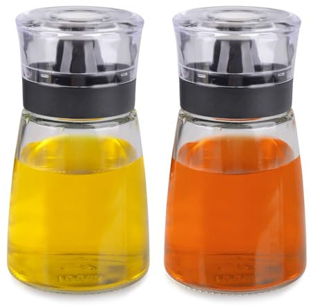 imposyu Ensemble 2 pièces Distributeur D'huile Remplir Bouteille Huile et Vinaigre 160 ml Shaker Vinaigrette En Verre Avec Couvercle pour Huile D'olive, Vinaigre, Miel