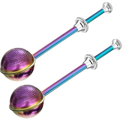 JETKONG Baker's Dusting Wand for Sugar, Flour and Spices, Stainless Steel Powdered Sugar Shaker Duster Sifter, Set of 2 (Rainbow)