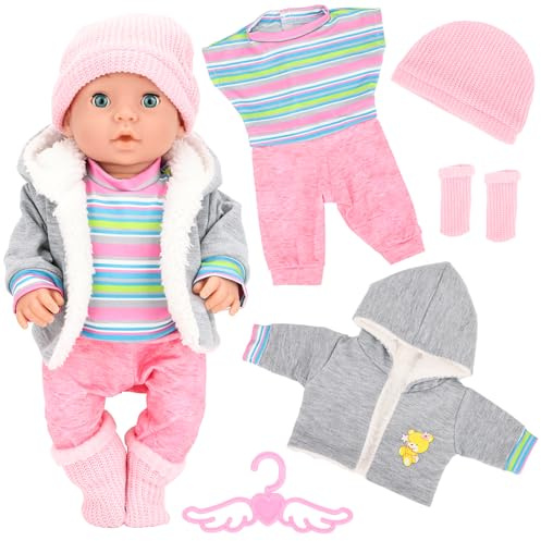 Miunana Baby Doll Clothes Outfit Hat Coat Accessories for 14-17 Inch Dolls
