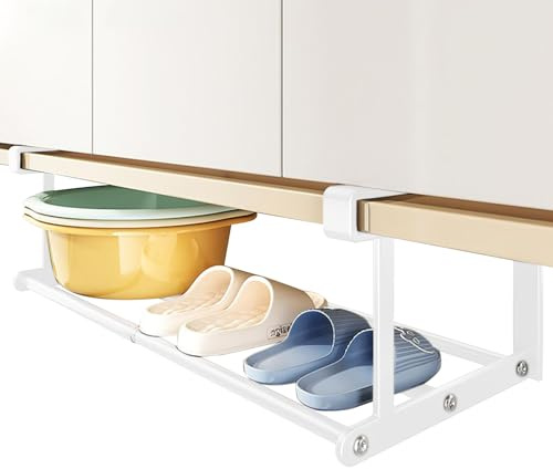 Cesta de almacenamiento para armario inferior - Armario extensible - Organizador ajustable resistente para armario, encimera, baño, lavabo, taquilla, despensa