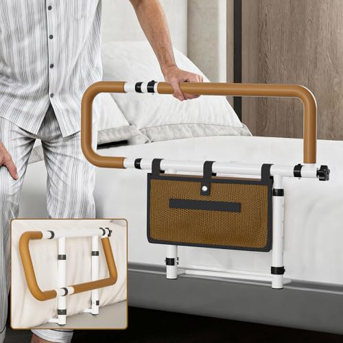 CAPRYSE Barandilla Cama Adulto Mano de Apoyo al Cama Plegable - Altura Y Anchura Regulables con Bolsa de Almacenamiento, para Ancianos, Embarazadas Y Personas con Movilidad Reducida