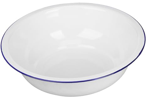 ARTSEWPLY Cuenco Esmaltado Blanco Gran Capacidad para Mezclar y Lavar, Diseño Vintage Fácil de Limpiar Adecuado para Tareas Domésticas y Lavado de Cara