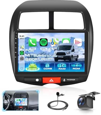 8 Core 6G+128G Android 15 Car Stereo for Mitsubishi Outlander Sport 2011-2017,Mitsubishi ASX 2013-2015,RVR 2011-2017 with Wireless Carplay, 10.1'' Radio GPS, 5G-WiFi, Bluetooth,FM/RDS, DSP, SWC