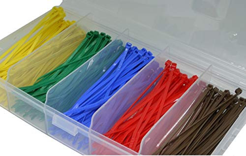 Kabelbinder Sortiment Set farbig bunt 5er Set 2,5x100mm 500 Stück Sortimentbox