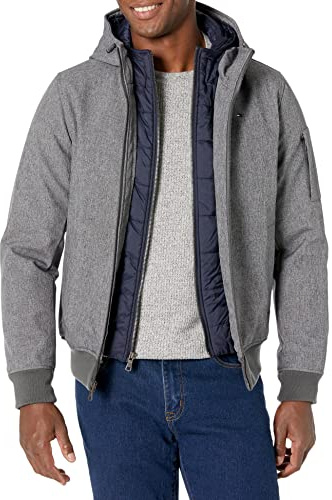 Tommy Hilfiger Men's Soft Shell Sherpa Lined Performance Jacket, New Heather Gre, M