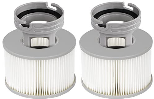 YanBan 2 Set Hot Tub Filters+ Screw-in Base Adaptor for MSpa Inflatable Pools, Enhanced Version Filter Cartridge Pump Fit for MSPA all Current Hot Tubs