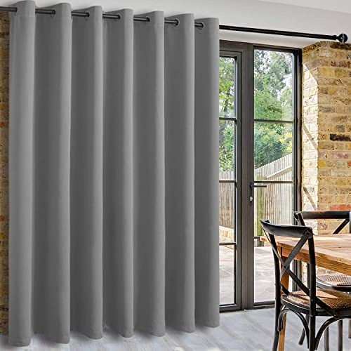 DWCN Tenda divisoria extra larga oscurante per porta scorrevole in vetro, soggiorno, camera da letto e spazio ufficio comune, 1 pannello con occhielli, 3 m di larghezza x 2,1 m di altezza, grigio