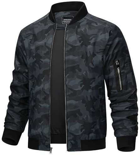 TACVASEN Men's Lightweight Jacket Casual Bomber Jacket Windbreaker Coat