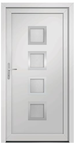 vidaXL Porta Ingresso Bianca 108x208 cm in PVC, porta, porta di ingresso, porta d'ingresso in PVC, porta entrata, porta in PVC, porte, porte in PVC