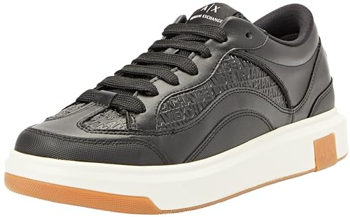 Armani Exchange Uomo Venice, Logo Debossed Chunky Sneaker, Nero, 41 EU
