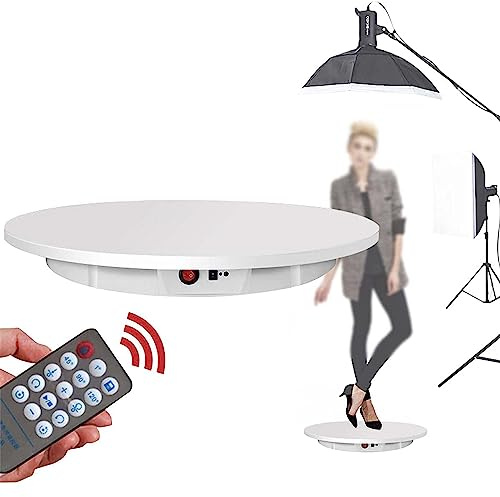 DPDZSW Piattaforma Professionale Girevole 360 Gradi, 60cm/42cm Piatto Girevole Elettrico, Piattaforma Girevole Automatica, Piattaforma Rotante, Fotografia Video Oggetti di Scena,White-42CM