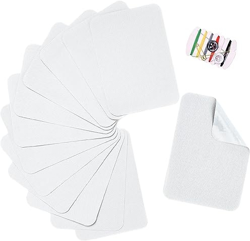TXSN 12 Stück Reparaturflicken zum Aufbügeln, Baumwoll-Reparaturflicken für Kleidung, Hosen, Flicken und Dekorieren, Größe 7,6 x 10,2 cm, Weiß