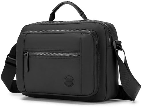 SPAHER Klein Umhängetasche Herren Leicht Handtaschen Zum Umhängen Umhangetasche für iPad Mann Herrentasche Schultertasche Herren Kuriertasche Wasserdicht Schultertasche für Männer Schwarz