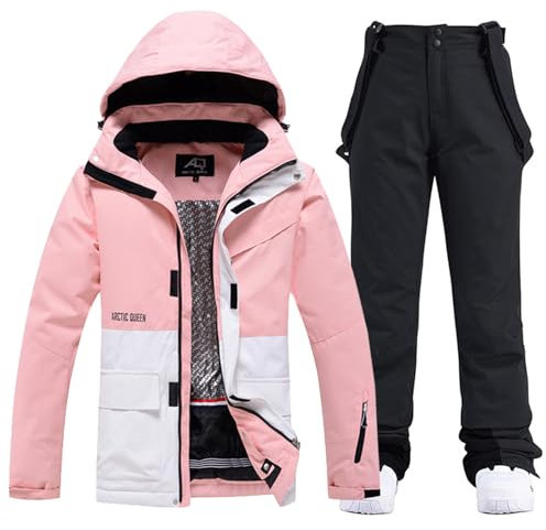 HOTIAN Damen Ski Jacke und Hosen 2 Teilig Set Skianzug Damen Wasserdicht Winddicht Winter Warme SkiSchnee Skifahren Sätze Snowboard Set