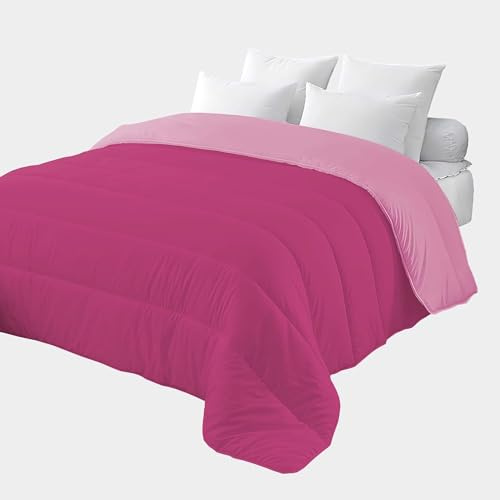 Corredocasa Trapunta 4 Stagioni Made in Italy Piumone Imbottitura 350gr/mq Coperta in Morbida Microfibra di Poliestere Casa (Rosa/Fucsia, Matrimoniale 250x260 cm)