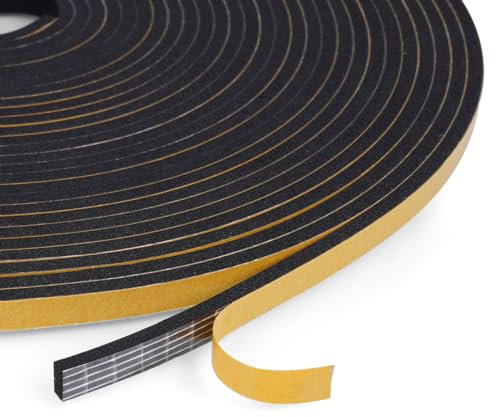 Flintronic Cinta Selladora Espuma, 10M Burletes Puertas Tira de Sellado, 6mmx3mm, Espuma Burlete Adhesivo de Alta Densidad, para Anti Frío, Aislante, Ruido y Colisión(Negro)