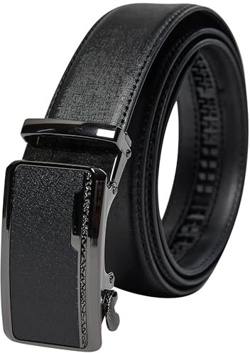 PHILIPSONS Gürtel Herren, Gürtel Ratsche Ledergürtel Automatikschließe für Herren Anzug Business Kleidung, Breit 35mm, Größe Angepasst, Schwarz