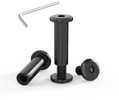 ORTAVA 20 Stück Verbindungsschrauben M4 x 25mm, Möbelschrauben, Hülsenmutter M4, Hülsenschrauben, Edelstahl A2 V2A, Schwarzes Oxid, Schrankverbinder mit Innensechskantschlüsseln