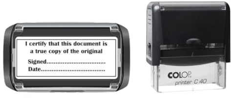 Certified True Copy Self-Inking Stamp, 59 x 23 mm, Black Ink