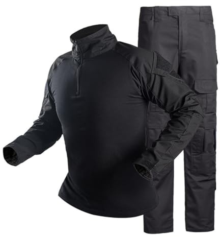 Oanviso Homme 2 Pièces Tactique de Camouflage Costume Vêtements Tactique Uniforme Militaire Tenue Airsoft Chemise de Combat et Camouflage Cargo Pantalon pour Paintball