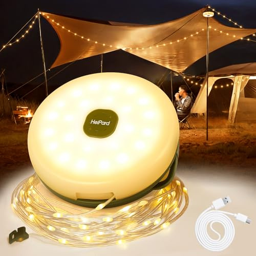 HeiPard Catena Luminosa da Campeggio Avvolgibile 10 m, 100 LED, Impermeabile, Portatile, con 8 Modalità di Illuminazione, per Campeggio, Esterni, Balcone, Giardino, con Cavo USB
