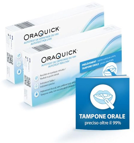 2x OraQuick HIV Autotest - Test indolore e sicuro con la saliva - Test HIV da fare comodamente a casa - Confezione doppia ideale per coppie - Rileva anticorpi HIV-1 e HIV-2